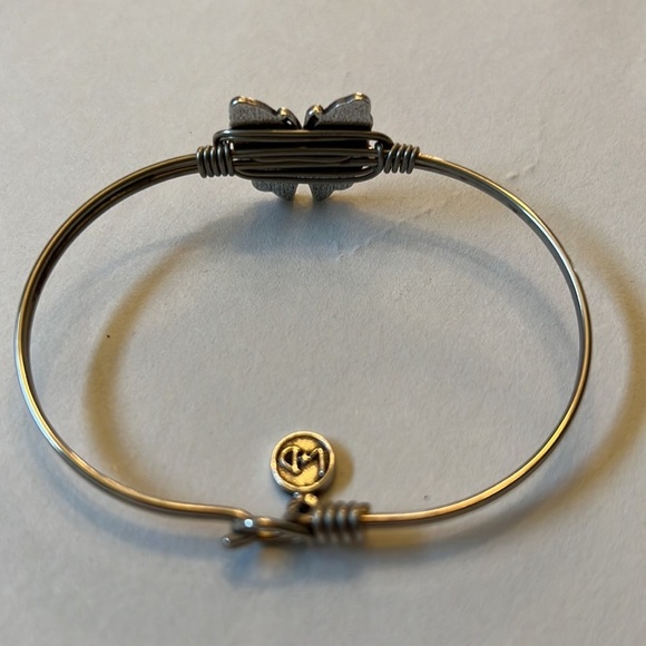 Pink Pave Butterfly Bangle Bracelet - Luca and Danni  Luca + Danni Silver Tone Butterfly Bangle Bracelet